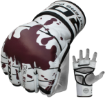RDX Leather MMA Gloves - Blood Red and White