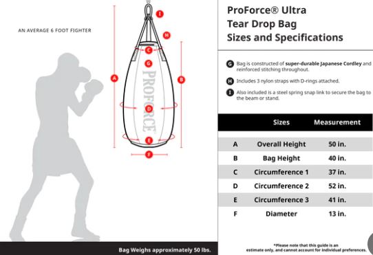 Proforce Ultra Tear Drop Heavy Bag