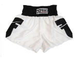 Fighter  Muay Thai Kickboxing Shorts  - White with Black