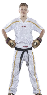 Fighter Top Ten Mesh Martial Arts Uniform - White and Gold